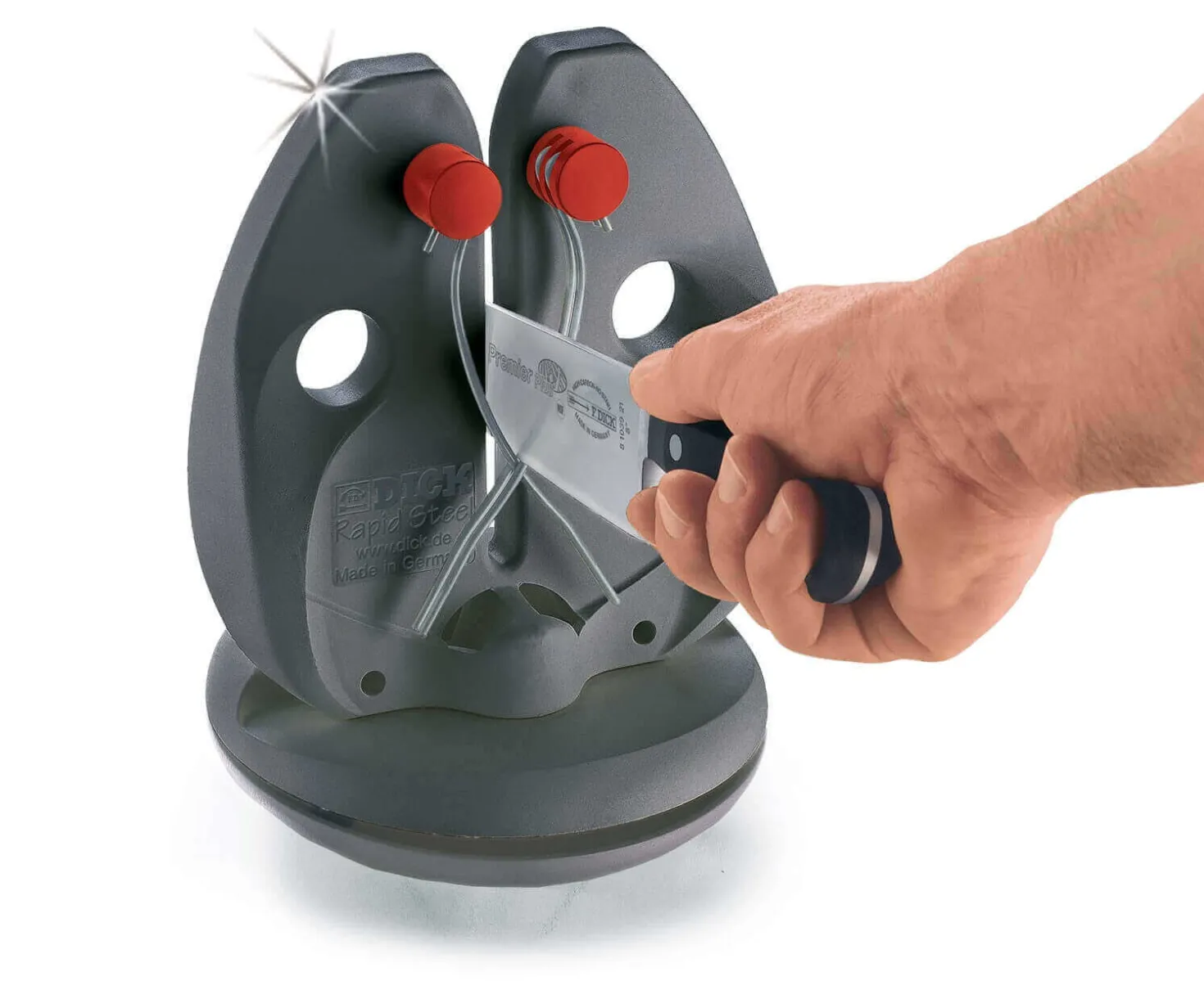 Aiguiseur pro DICK RAPID STEEL ACTION à broches croisées + socle