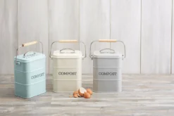 Bac à compost KitchenCraft Living Nostalgia en acier gris 3L