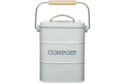 Bac à compost KitchenCraft Living Nostalgia en acier gris 3L
