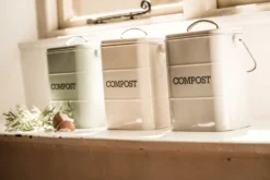Bac à compost KitchenCraft Living Nostalgia en acier gris 3L