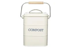 Bac à compost KitchenCraft Living Nostalgia en acier crème 3L