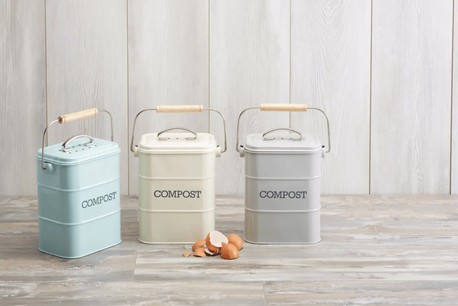 Bac à compost KitchenCraft Living Nostalgia en acier crème 3L