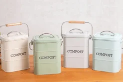 Bac à compost KitchenCraft Living Nostalgia en acier crème 3L