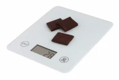 Balance de cuisine électronique écran LCD modèle Slim blanc avec plateau en verre