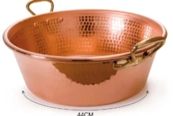 Bassine à confiture Mauviel M'Passion en cuivre martelé et montures en bronze
