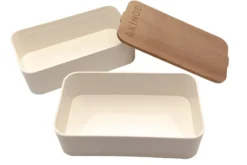 Bento Akinod 11:46 blanc avec couvercle en acacia 1,4L