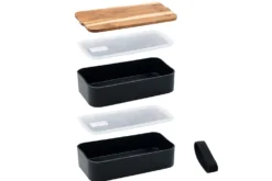 Bento Akinod 11:46 noir avec couvercle en acacia 1,4L