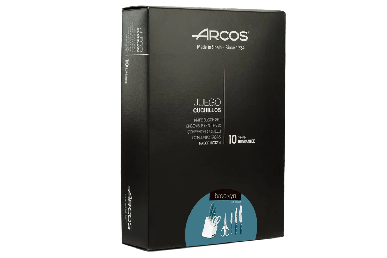 Bloc blanc laqué Arcos Brooklyn 3 couteaux + 1 paire de ciseaux