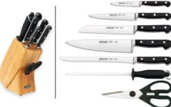 Bloc bois Arcos CLASICA 5 couteaux forgés + 2 accessoires
