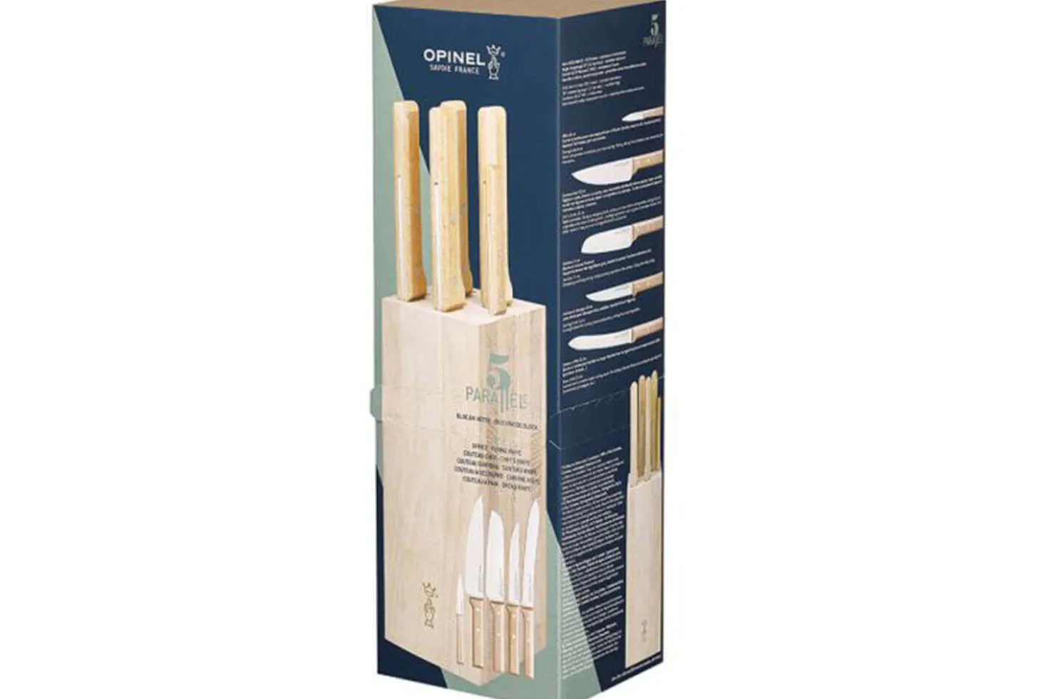 Bloc bois de hêtre 5 couteaux cuisine Opinel Parallèle