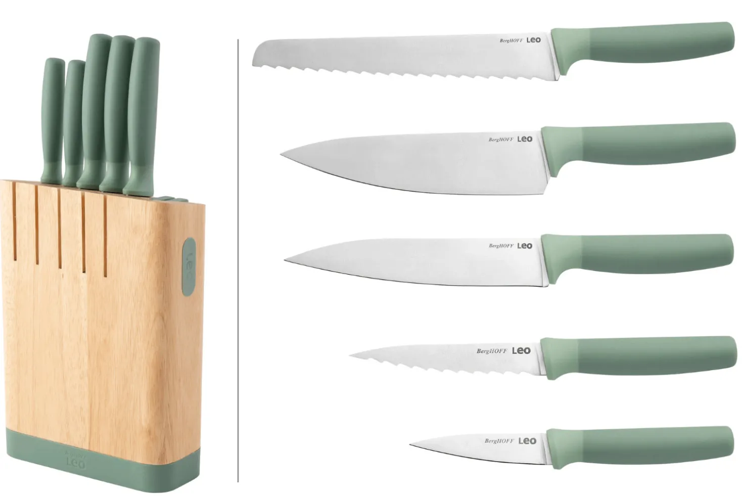 Bloc 5 couteaux Berghoff Forest Leo avec aiguiseur intégré