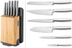Bloc 6 couteaux Berghoff Legacy avec aiguiseur et 3 planches