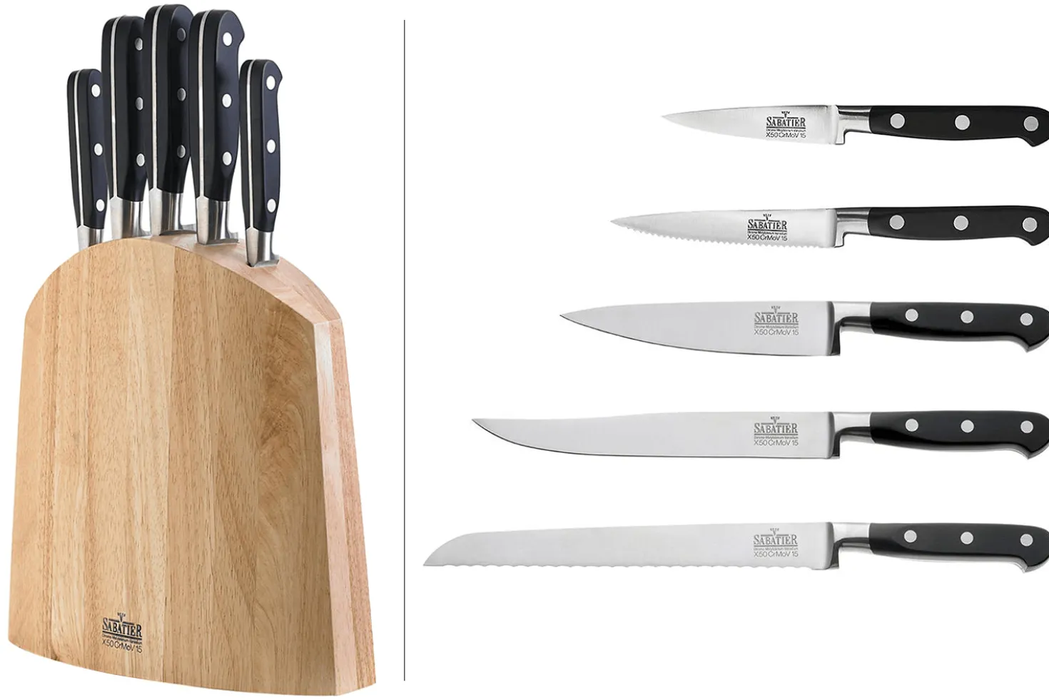 Bloc 5 couteaux de cuisine V. Sabatier acier inox