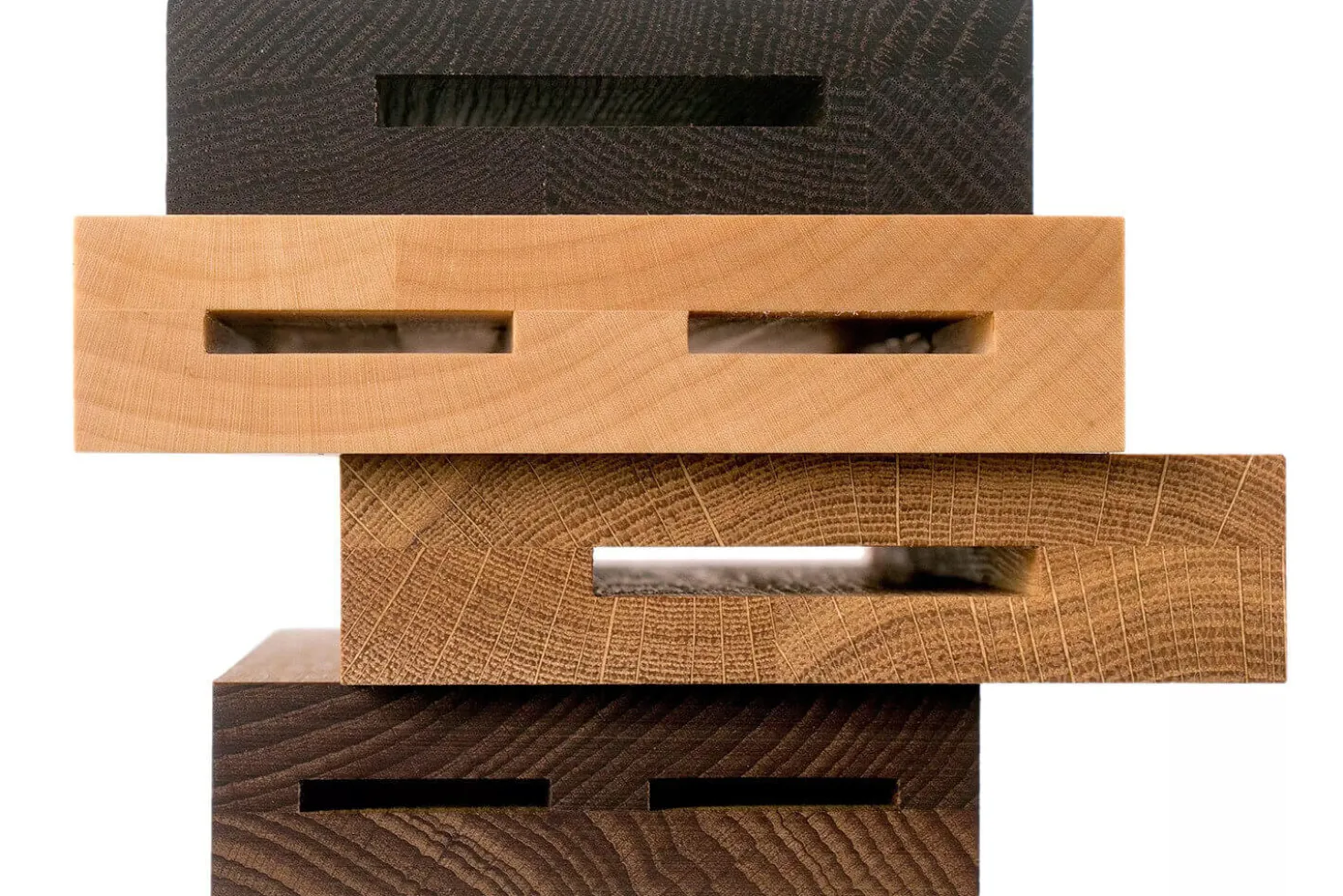 Bloc 2 couteaux forgés Wüsthof Crafter design en chêne, érable et hêtre