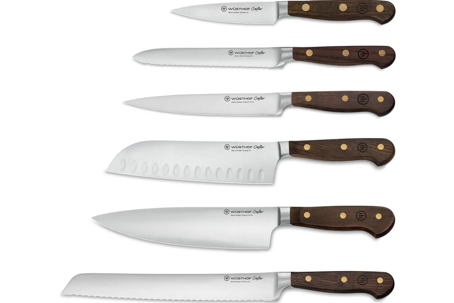 Bloc 6 couteaux forgés Wüsthof Crafter design en chêne, érable et hêtre