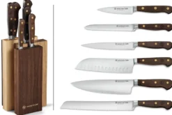 Bloc 6 couteaux forgés Wüsthof Crafter design en chêne, érable et hêtre