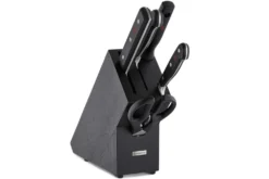 Bloc cuisine 4 pièces Wusthof Classic forgés - 3 couteaux + 1 fusil et une paire de ciseaux