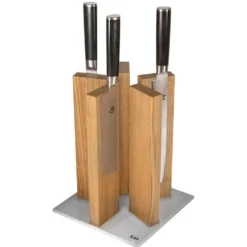 Bloc cuisine vide KAI Stonehenge aimanté en chêne et acier inoxydable - 10 places