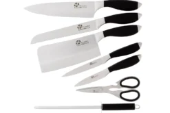 Bloc de 5 couteaux + 1 fusil + 1 ciseaux Pradel Excellence noir acier inox