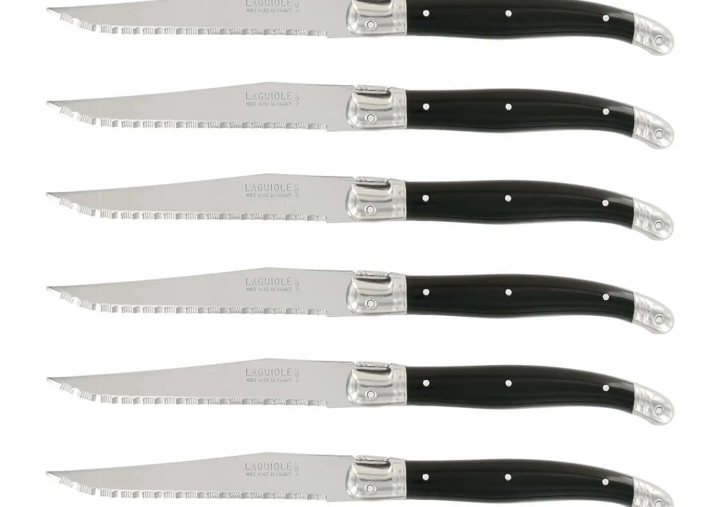 Bloc de 6 couteaux à steak microdentés Laguiole par André Verdier