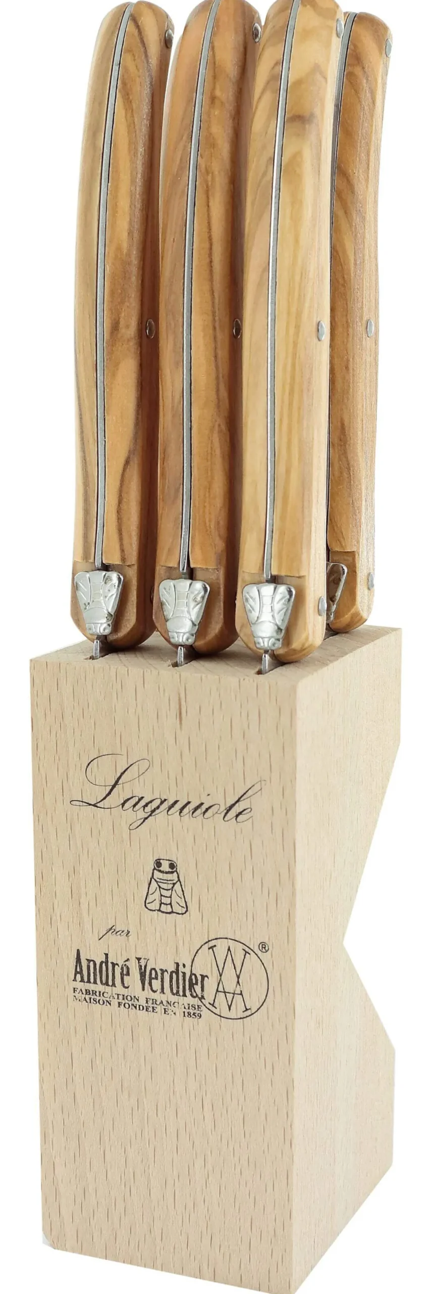 Bloc de 6 couteaux à steak microdentés Laguiole par André Verdier