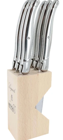 Bloc de 6 couteaux à steak microdentés Laguiole par André Verdier