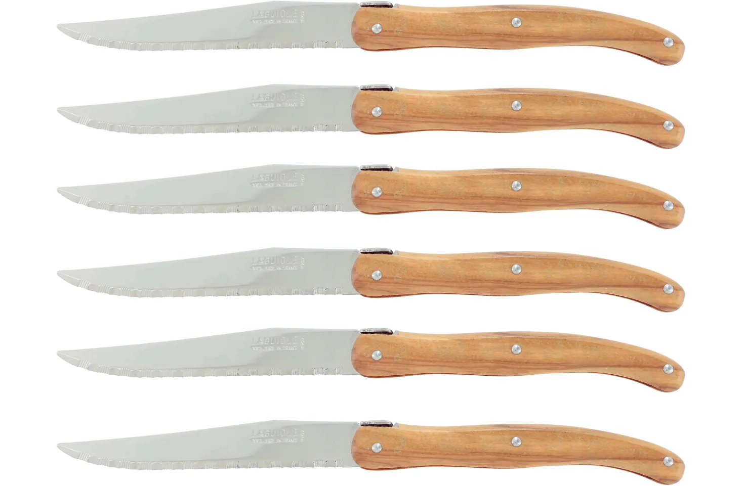 Bloc de 6 couteaux à steak microdentés Laguiole par André Verdier