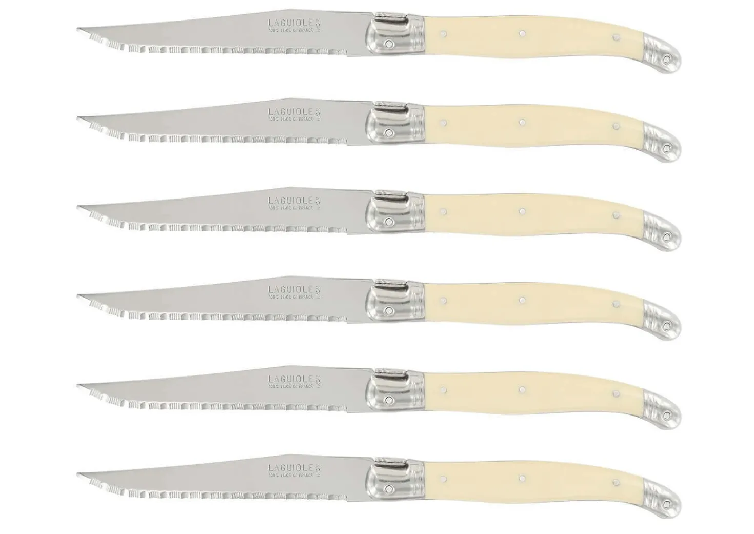 Bloc de 6 couteaux à steak microdentés Laguiole par André Verdier