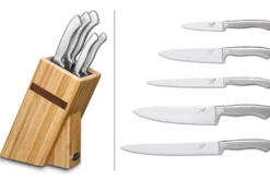 Bloc en bois de 5 couteaux Déglon Oryx design monobloc