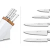 Bloc Sabatier blanc et olivier 5 couteaux forgés Toque Blanche