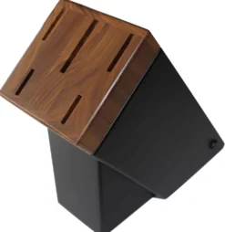 Bloc SABATIER Perigord en noyer laqué noir 5 couteaux forgés acier inox