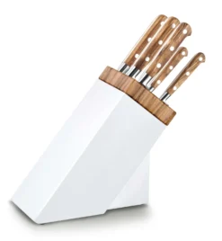 Bloc SABATIER Provençao en olivier laqué blanc 5 couteaux forgés acier inox