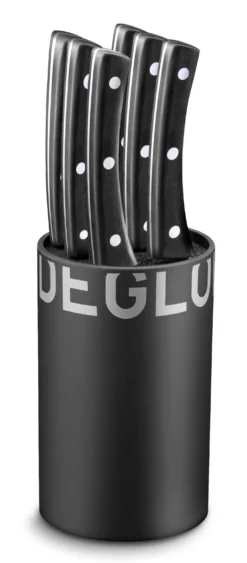 Bloc universel noir Déglon Brasserie 6 couteaux à steak manches rivetés