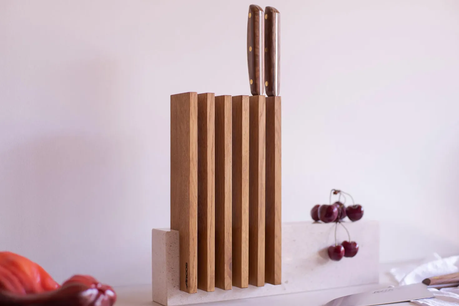Bloc vide artisanal Arcos Petra en pierre et bois 28x36,4x7,8cm