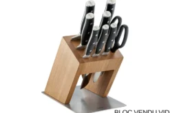 Bloc vide Rösle Knife X en bois d'orme pour 7 couteaux de cuisine et 1 paire de ciseaux