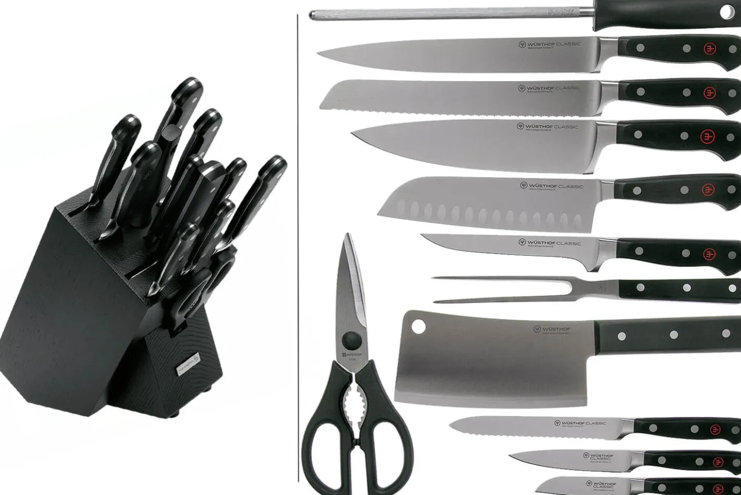 Bloc Wusthof Classic anthracite - 12 pièces forgées
