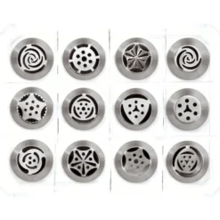 Boite de 12 douilles tout inox assorties décors fleurs
