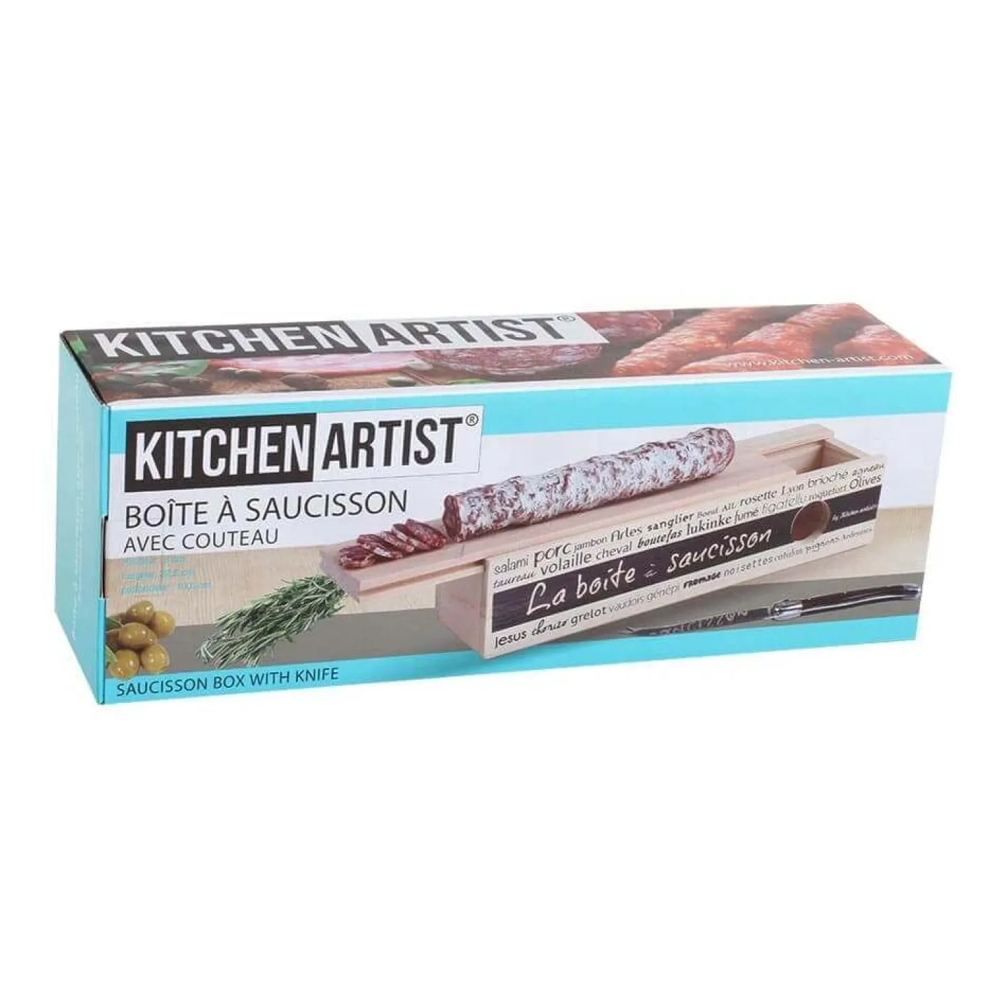Boite à saucisson Kitchen Artist 2 en 1 avec couteau