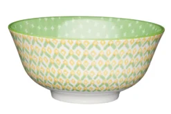 Bol en grès émaillé KitchenCraft motif géométrique vert et jaune