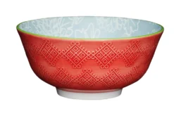 Bol en grès émaillé Kitchen Craft à motif floral gris et rouge