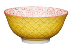 Bol en grès émaillé KitchenCraft motif floral jaune et rouge
