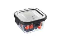 Boîte de conservation carrée au frais Gefu Milo en verre borosilicaté et acier inox 300ml