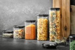 Boîte de conservation Gefu Pantry en verre borosilicate 400ml + 3 étiquettes autocollantes