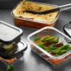 Boîte de conservation rectangulaire au frais Gefu Milo en verre borosilicaté et acier inox 400ml