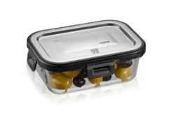 Boîte de conservation rectangulaire au frais Gefu Milo en verre borosilicaté et acier inox 400ml