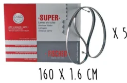 Boîte 5 lames dentées FISCHER Super acier suédois 160cm pour scie électrique à ruban largeur 16mm