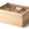 Boîte à thé Continenta en bois d'hévéa 23x17,5x10cm