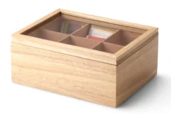 Boîte à thé Continenta en bois d'hévéa 23x17,5x10cm