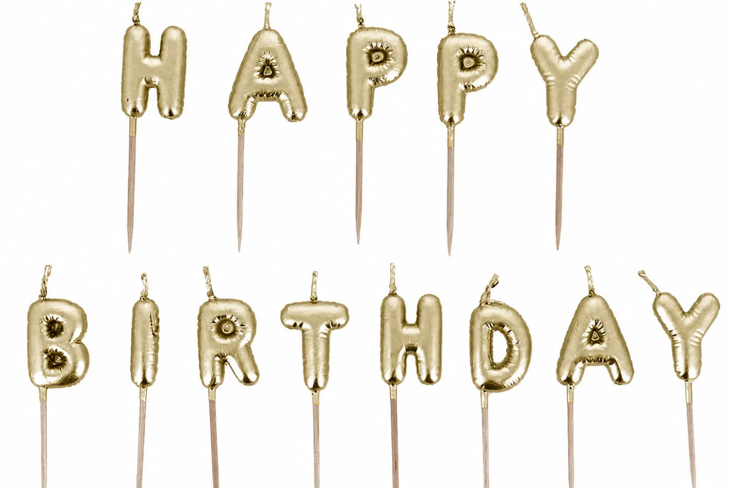 Bougies à piquer "Happy Birthday" Patisdécor dorées