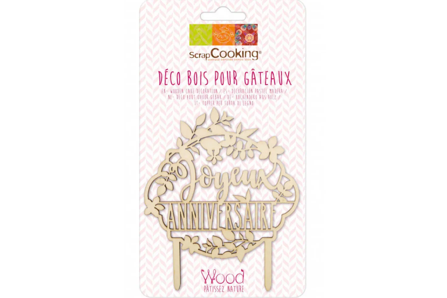Cake topper "Joyeux Anniversaire" Scrapcooking en bois
